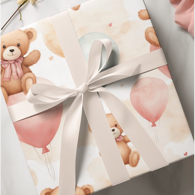 Wasserfarbe Teddy Bären Heißluftballons Geschenkpapier (Von Creator hochgeladen)