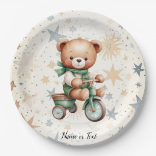 Wasserfarbe Teddy Bären Sterne Green Bike Party Pappteller