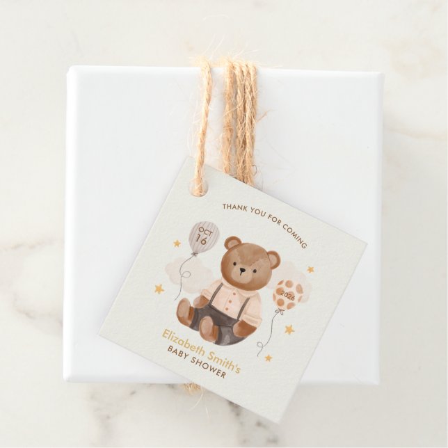 Wasserfarbe Teddy Bear Baby Dusche Geschenkanhänger (Beispiel)