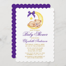 Wasserfarbe Teddy Bear Moon Lila Babydusche Einladung