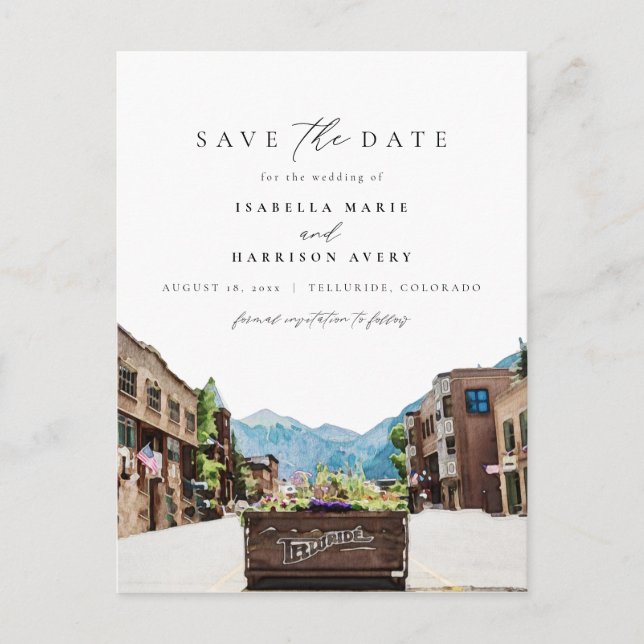 Wasserfarbe Telluride Colorado Skigebiet Berg Skyl Postkarte (Vorderseite)