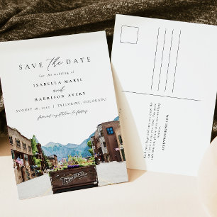 Wasserfarbe Telluride Colorado Skigebiet Berg Skyl Postkarte