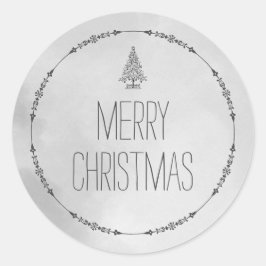 Wasserfarbe Textur Elegant Grau Frohe Weihnachten Runder Aufkleber