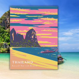 Wasserfarbe Thailand Beach Reisen Art Deco Postkarte