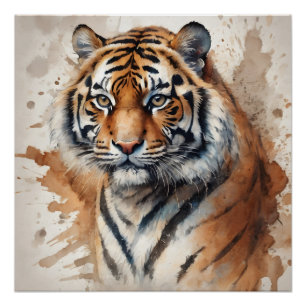 Wasserfarbe Tiger 9 Poster