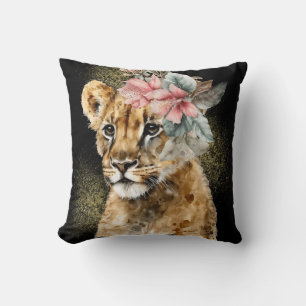 Wasserfarbe Tiger Blumenart Kissen