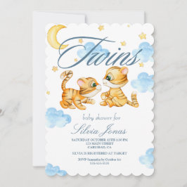 Wasserfarbe Tiger-Dschungeltier-Zwillinge Babydusc Einladung