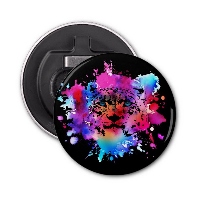 Wasserfarbe Tiger Kopf Flaschenöffner (Vorderseite)