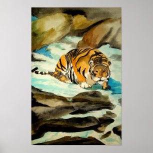 Wasserfarbe Tiger Poster