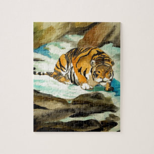 Wasserfarbe Tiger Puzzle