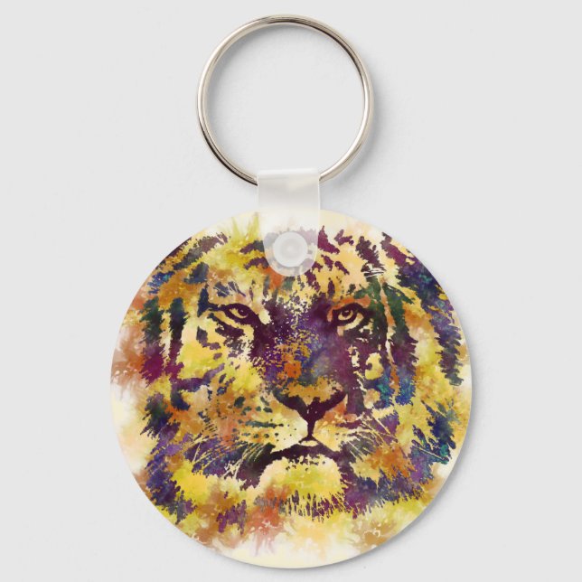 Wasserfarbe Tiger Schlüsselanhänger (Vorderseite)