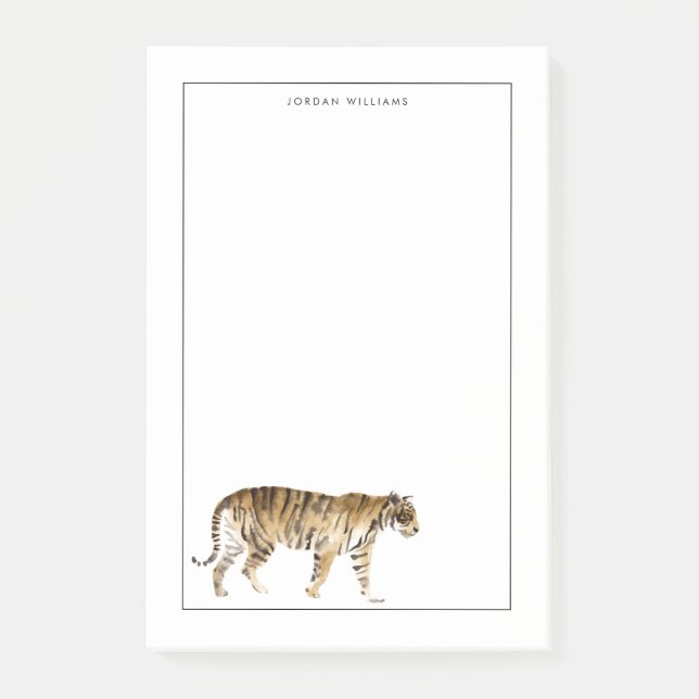 Wasserfarbe Tiger Wandern Post-it Klebezettel (Vorderseite)