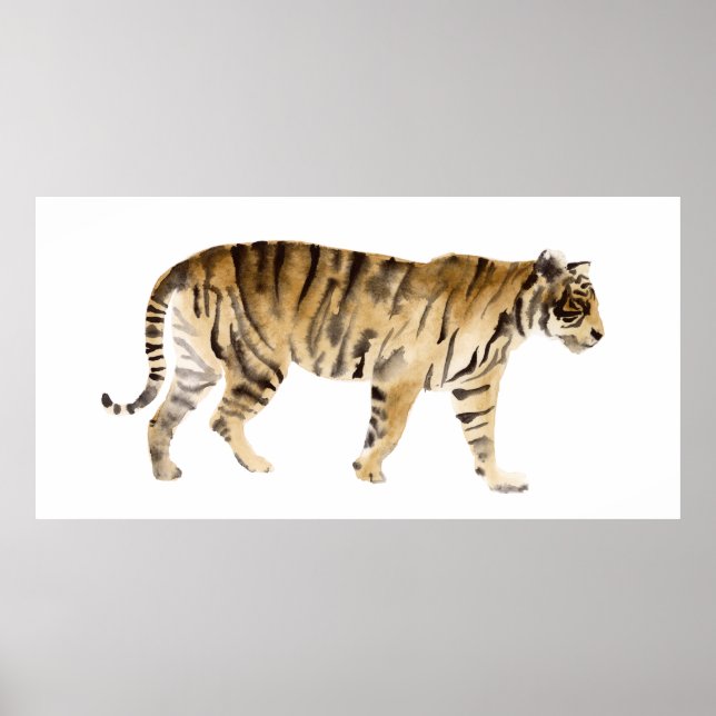 Wasserfarbe Tiger Wandern Poster (Vorne)