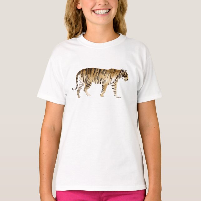 Wasserfarbe Tiger Wandern T-Shirt (Vorderseite)