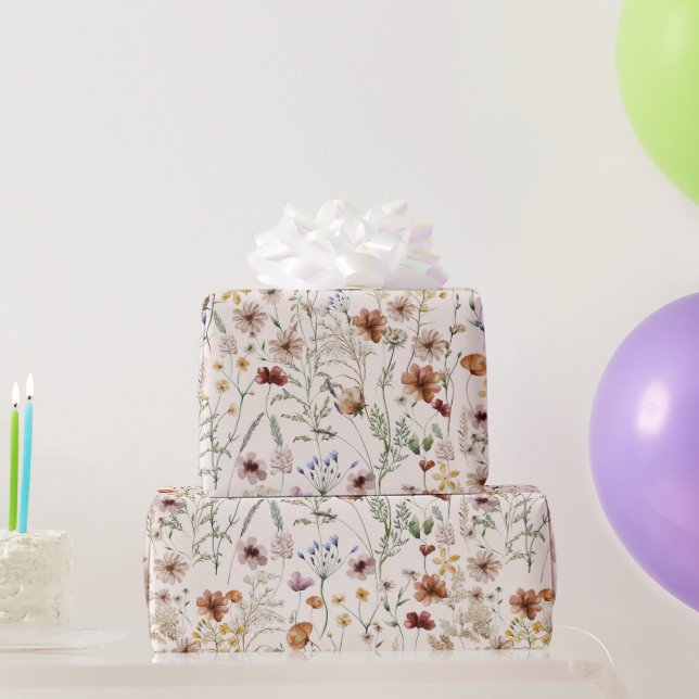 Wasserfarbe Tiny Bloom Boho Blumenmuster Geschenkpapier (Partygeschenke)