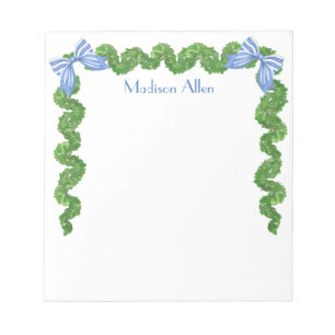 Wasserfarbe Topiary Bow Garland Notepad Notizblock