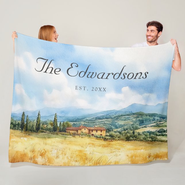 Wasserfarbe Toskana Name Mittelmeer Fleecedecke (Beispiel)