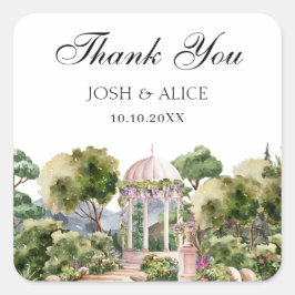 Wasserfarbe Traumgrüner Garten elegant Quadratischer Aufkleber