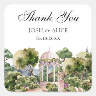 Wasserfarbe Traumgrüner Garten elegant Quadratischer Aufkleber