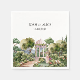 Wasserfarbe Traumgrüner Garten elegant Serviette