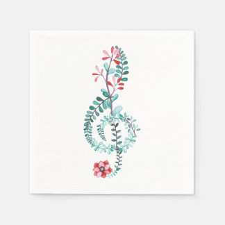 Wasserfarbe Treble Clef Party Napkins | Musikthema Serviette