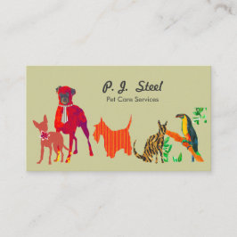 Wasserfarbe Trendy Süße Tier Haustiere Hunde Katze Quadratische Visitenkarte