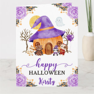 Wasserfarbe Trick oder Treat Happy Halloween Karte