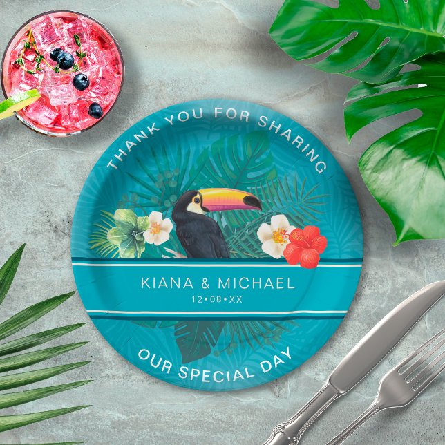 Wasserfarbe Tropisch mit Toucan Vielen Dank Aquama Pappteller (Von Creator hochgeladen)