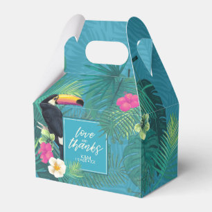 Wasserfarbe Tropisch mit Toucan Wedding V2 Aquamar Geschenkschachtel