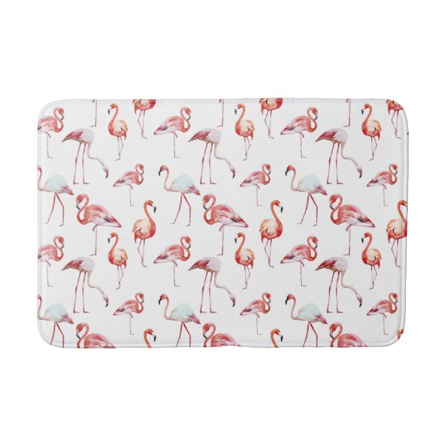 Wasserfarbe Tropisch rosa Flamingo Badematte (Vorderseite)