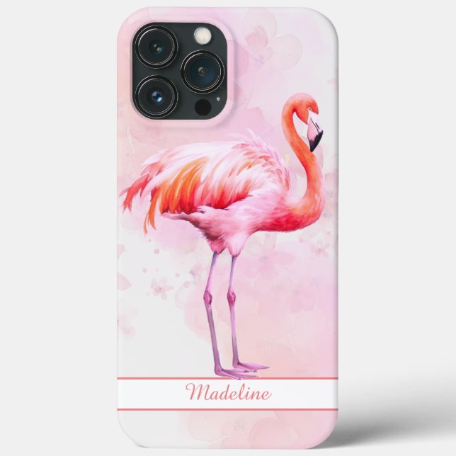 Wasserfarbe Tropisch rosa Flamingo Persönlicher Na Case-Mate iPhone Hülle (Rückseite)