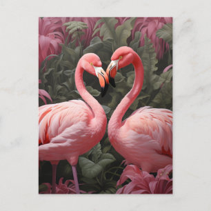 Wasserfarbe Tropisch rosa Flamingo Romance Ankündigungspostkarte