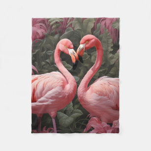 Wasserfarbe Tropisch rosa Flamingo Romance Fleecedecke