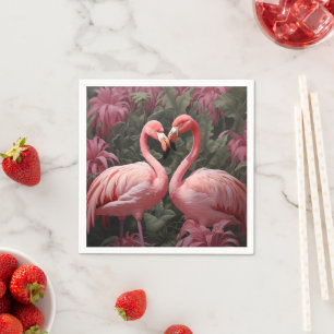 Wasserfarbe Tropisch rosa Flamingo Romance Serviette