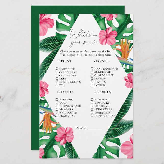 Wasserfarbe tropisch - Was ist in Ihrem Geldbeutel (Vorne/Hinten)