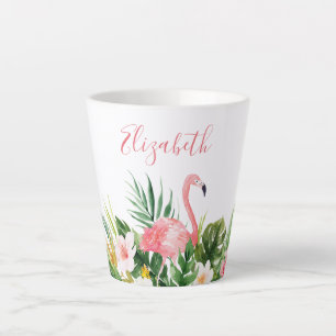 Wasserfarbe Tropische Blume Name Rosa Flamingo Milchtasse