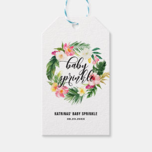Wasserfarbe Tropische Blume Wreath Baby Sprinkle Geschenkanhänger