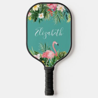 Wasserfarbe tropische Flamingo Bläschen Name Aquam Pickleball Schläger