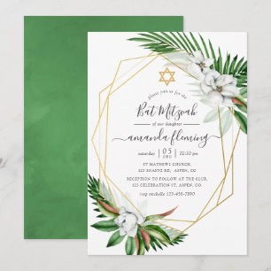 Wasserfarbe tropische Flora Bat Mitzvah Einladung