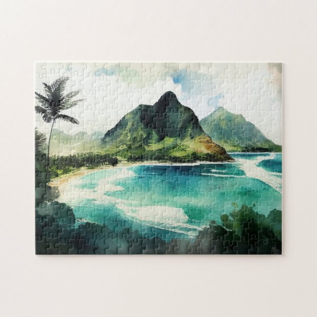 Wasserfarbe tropische Hawaii. Die Natur des Meeres Puzzle (Horizontal)