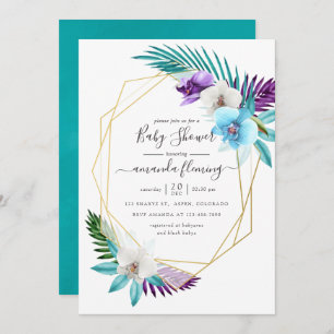 Wasserfarbe tropische Orchids Geometrische Babydus Einladung