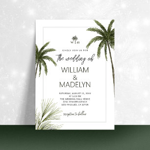 Wasserfarbe tropische Palmen Bäume Boho Hochzeit Einladung