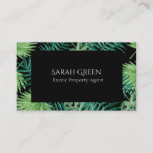 Wasserfarbe Tropische Palmengrün Blätter Schwarz