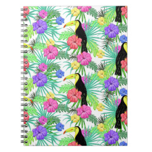 Wasserfarbe Tropischer Palm, Hawaiischer Hibiskus Notizblock