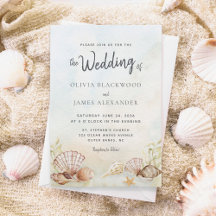Wasserfarbe tropischer Strand Seashells Hochzeit