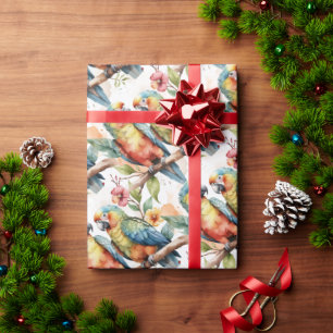 Wasserfarbe Tropisches Thema Parrot Bird Couple Geschenkpapier