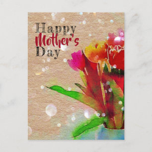 Wasserfarbe Tulips Bouquet Happy Mother Day Postkarte