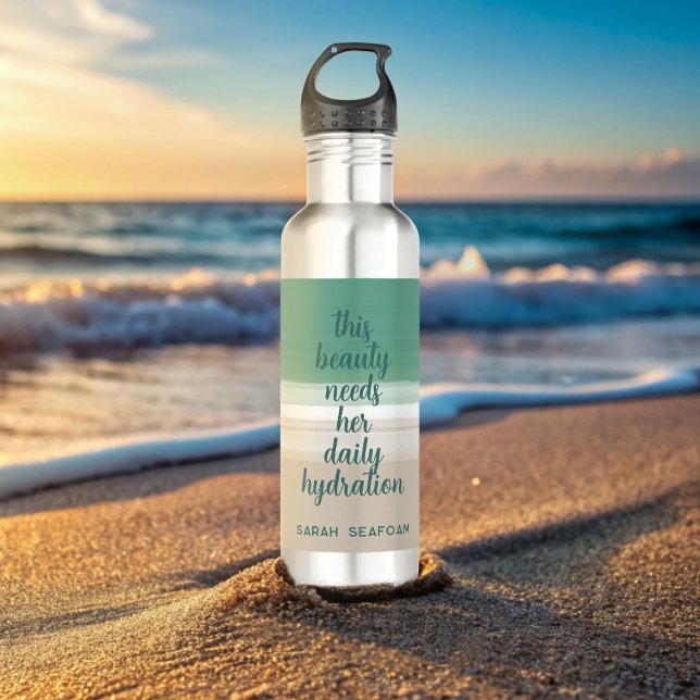 Wasserfarbe Türkis Ocean Beach Wasserflasche Edelstahlflasche (Keep hydrated with this cute water bottle. Add your own quote and name)