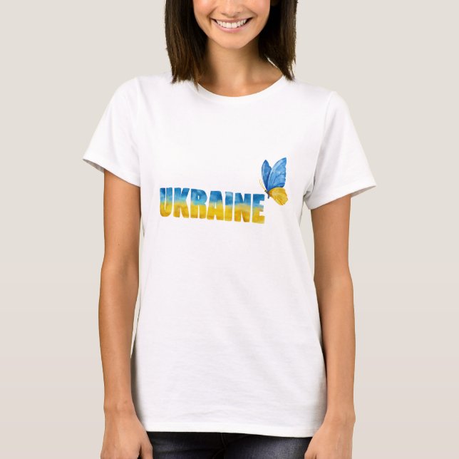 Wasserfarbe Ukraine Schmetterling Kunst T-Shirt (Vorderseite)