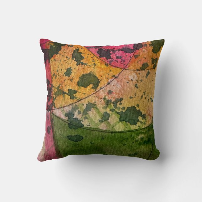 Wasserfarbe und Abstrakte Ausdruckskraft Kunst Kissen (Rückseite)